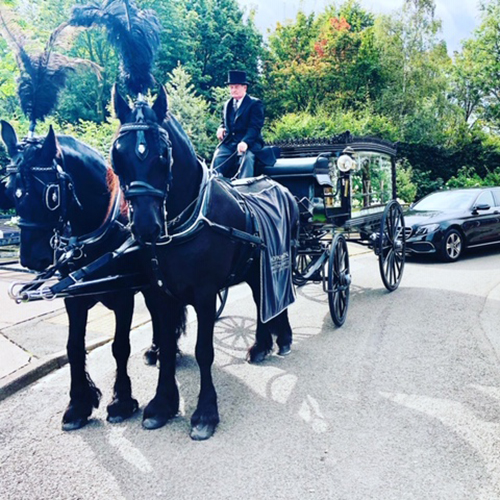 Our Horse-drawn funeral Carriage with two black horses